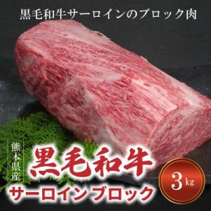 ふるさと納税 天草市 【指定日必須】熊本県産 黒毛和牛 サーロインブロック3kg ステーキ ブロック肉_S001-013