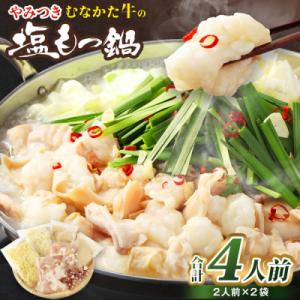 ふるさと納税 宗像市 お米で育てた「むなかた牛」塩もつ鍋セット(2人前×2セット)牧場直送_PA0142