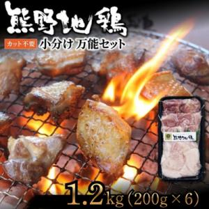 【テレビで紹介されました】カット不要で大容量　熊野地鶏小分け万能セット　200g×6