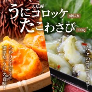 ふるさと納税 天草市 うにコロッケ8個入・たこわさび100g_S002-009A