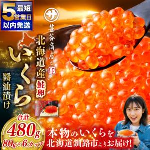 【5営業日以内発送】新物 北海道産 いくら 醤油漬け 80g×6カップ 計480g