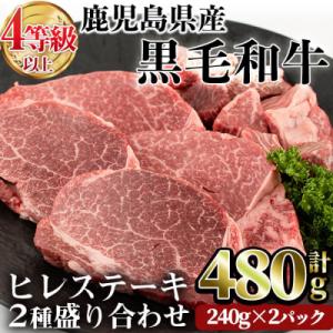 ふるさと納税 曽於市 4〜5等級鹿児島県産黒毛和牛ヒレステーキ2種盛り480g　改｜さとふる