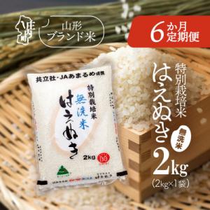 【定期便】【令和7年産/8年産】はえぬき 無洗米 2kg×1袋×6ヶ月 特別栽培米【9月中旬発送】