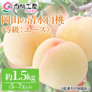 桃 清水 白桃 等級 エース 約1.5kg 5～7玉入り もも 2026年[NO5765-0545]
