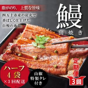 ふるさと納税 四万十市 【3回定期便】&lt;四万十食品&gt;うなぎ蒲焼　ハーフ4袋/BC【連続3回お届け】