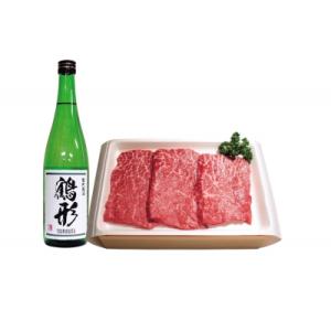 ふるさと納税 能代市 国産 牛肉 鶴形牛モモステーキ・大吟醸「鶴形」セット[No.5335-0155...