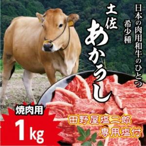 ふるさと納税 田野町 「土佐あかうし」焼き肉用+田野屋塩二郎の完全天日塩(肉用)