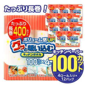キッチンペーパー グッと吸い込むキッチンタオル100カット(4ロール×12パック)_R14030