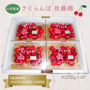 ふるさと納税 長井市 【非公開】【評価2.7(6件)】さくらんぼ佐藤錦約800g(ML混合約200g×4パック詰)H042