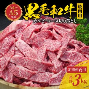 ふるさと納税 天草市 【定期便6回】黒毛和牛焼肉カルビロース切り落とし 500g A4〜A5_S001-026-T06A