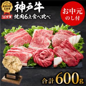 ふるさと納税 加西市 【御中元】神戸牛 6点食べ比べ焼肉600g(3〜4人前)神戸ビーフ ヒライ[N...