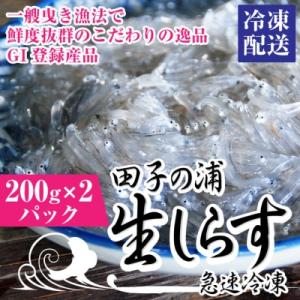 ふるさと納税 富士市 一艘曳き漁法「田子の浦」漁港直送生しらす獲れたて急速冷凍200g×2個セット(...