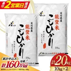 米 令和7年 能登米 こしひかり 精米 10kg ×2袋 計20kg [中橋商事 38601195]