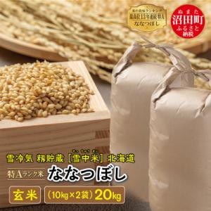 ふるさと納税 沼田町 【令和6年産 先行受付】ななつぼし 玄米 20kg(10kg×2袋)雪冷気 籾...