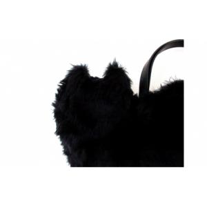 ふるさと納税 鳩山町 オリジナルネコ型トートバッグ*ふわふわファー黒猫[No.5721-0149]