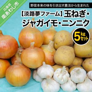 ふるさと納税 南あわじ市 【淡路夢ファーム】玉ねぎ・ジャガイモ・ニンニク5kgセット｜y-sf