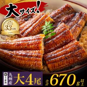 ふるさと納税 福智町 国産うなぎ蒲焼大4尾(700g以上)鰻蒲焼用タレ・山椒付