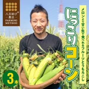 【2026年発送】(お試し)メロンより甘い 生とうもろこし“にっこりコーン” 3本 H095-028