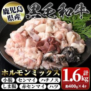 鹿児島県産黒毛和牛ホルモンミックス (計約1.6kg・約400g×4P)【新村畜産】　A01008