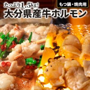 たっぷり1.5kg!大分県産牛ホルモン/ もつ鍋 / 焼肉用_1454R