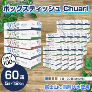 ふるさと納税 富士市 ボックスティッシュ Chuari 120W 5箱×12パック 60箱 パルプ1...