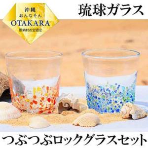 ふるさと納税 恩納村 &lt;琉球ガラス&gt; つぶつぶ ロックグラス 2種×各1個 セット