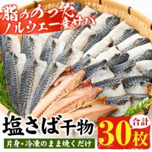 ふるさと納税 いちき串木野市 ノルウェー産塩さば片身・干物(30枚・総量約2.7kg〜3kg)｜さとふる