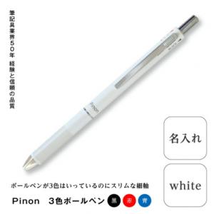 ふるさと納税 富岡市 Pinon 3色ボールペン+名入れ(ホワイト) F20E-521