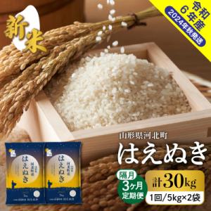 ふるさと納税 河北町 【令和6年産米】2024年10月中旬スタート はえぬき30kg(10kg×隔月...