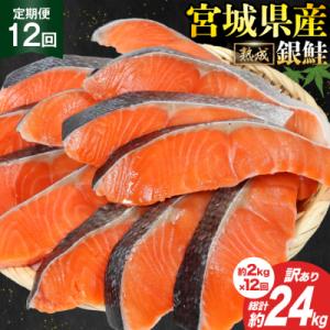 定期便《12ヶ月》 訳あり 宮城県産 銀鮭 切身 約2kg×12回 計24kg [20564498]