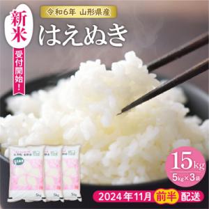 ふるさと納税 東根市 【令和6年産 先行受付】はえぬき15kg (2024年11月前半送付)JA提供 山形県 東根市｜y-sf