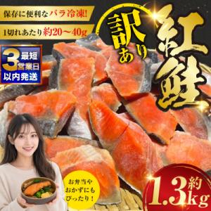 訳あり 紅鮭 約1.3kg 鮭 しゃけ サーモン 切り身 打ち身 規格外 不揃い F4F-8286