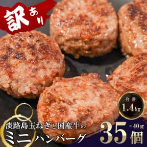 ふるさと納税 淡路市 訳アリ 淡路島玉ねぎと国産牛のミニハンバーグ1.4kg　40g×35個　at04700