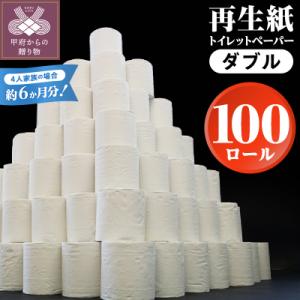 ふるさと納税 甲府市 【家族で使える安心の量 100ロール】甲府古紙使用トイレットペーパー 〈ダブル〉