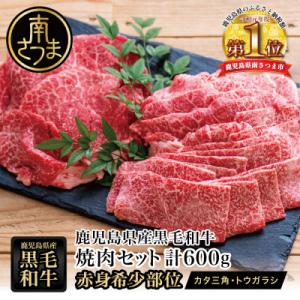 ふるさと納税 南さつま市 【期間・数量限定】 鹿児島県産黒毛和牛 焼肉用 計600g 赤身希少部位2種セット｜さとふる