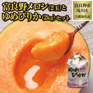 ふるさと納税 滝川市 【2026年先行受付】富良野メロン2玉とゆめぴりか2kgセット 北海道 果物 ...