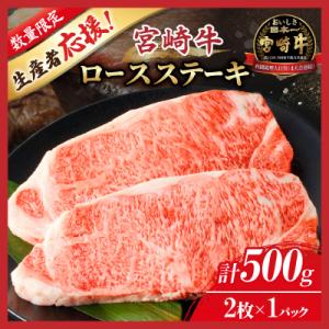 ふるさと納税 都農町 数量限定≪生産者応援≫宮崎牛ロースステーキ(計500g)【7月配送分】_T030-0151-607｜y-sf