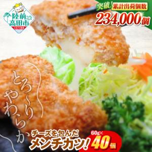 とろ～り チーズ メンチカツ 60g×40個 ジューシー 冷凍 業務用 大容量 惣菜 揚げ物 高評価