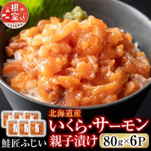 ふるさと納税 根室市 いくら・サーモン親子漬け80g×6P(小分け) A-42130