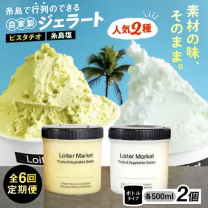 ふるさと納税 糸島市 【全6回定期便】ジェラート ボトル 2個セット:自社NO.1,2のピスタチオ , 塩[AGD024]