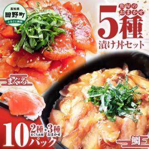 これが魚屋の漬け丼だ!魚屋のおまかせ5種漬け丼セット(鮪+鯛+おまかせ3種) 5種×2P(80g)
