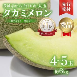 【先行受付2027年6月上旬以降発送】タカミメロン 秀品 4-5玉 約6kg [AX063ya]