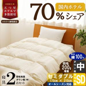 ふるさと納税 滝川市 【国内ホテル・旅館70%シェア】寝具2点セット(セミダブル)国産 羽毛掛け布団...