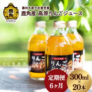 ふるさと納税 鹿角市 鹿角産 高原りんごジュース 300ml×20本【6ヶ月定期便】【としま農園】