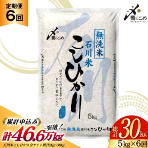 定期便 無洗米 石川米 こしひかり 5kg 6回 総計30kg [宝達志水町 38601337-s]