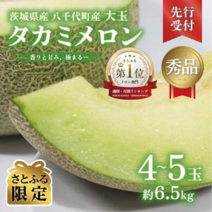 ふるさと納税 八千代町 【先行受付6月上旬以降発送】茨城県産 タカミメロン 秀品 4-5玉 約6.5kg [AX064ya]