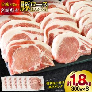 ふるさと納税 美郷町 豚肉 ロース とんかつ用 300g ×6 計 1.8kg 甲斐精肉店 宮崎県 ...