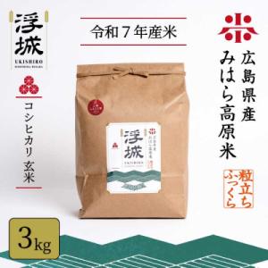 《令和7年》みはら高原米 浮城 ～ こしひかり ～ 玄米 3kg [220-028]