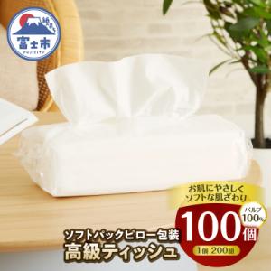 【配送2個口】ソフトパックピロ包装高級ティッシュ200W100個入 [sf002-608]