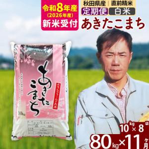 ふるさと納税 北秋田市 R8産 新米受付《定期便11ヶ月》秋田県産あきたこまち80kg【白米】|msrf-11511s